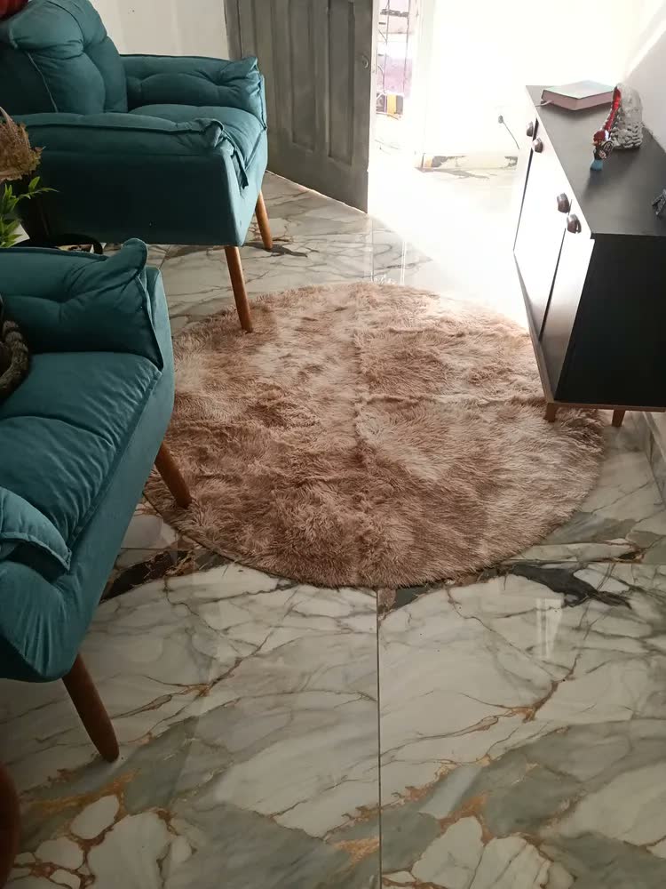 foto de Tapete Redondo 140 Cm Peludo Felpudo Macio Para Sala Quarto