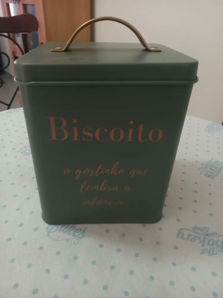 foto de Porta Biscoitos Hermético Mundiart Aço Inoxidável Estilo Retrô 1.5L