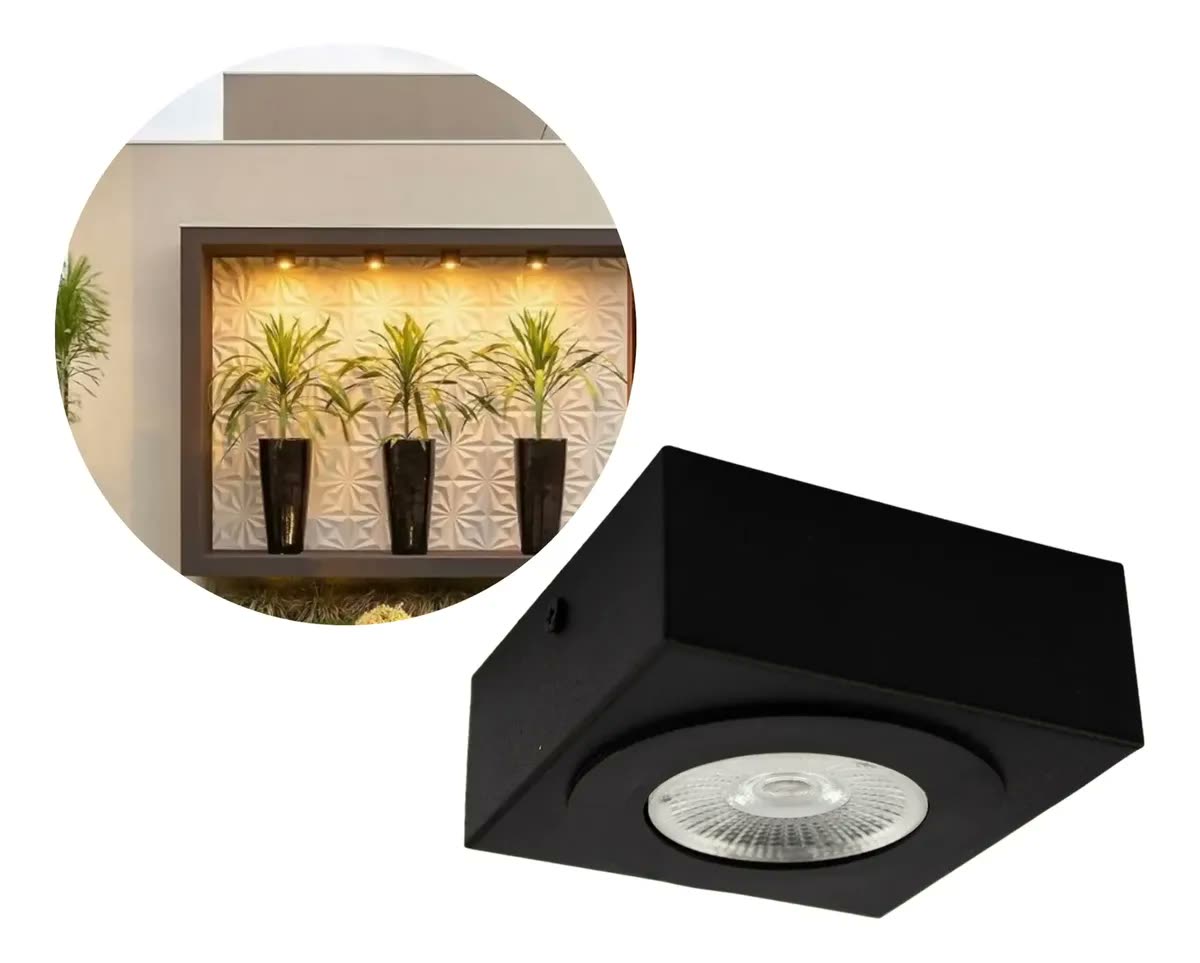 foto de 3x Spot Slim Sobrepor Teto Beiral 5w Preto Externo