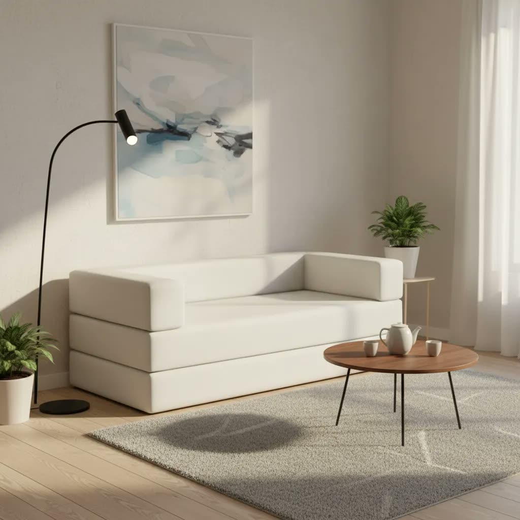 Sofá-cama Compacto 100% Espuma  Envio Compacto Em Caixa