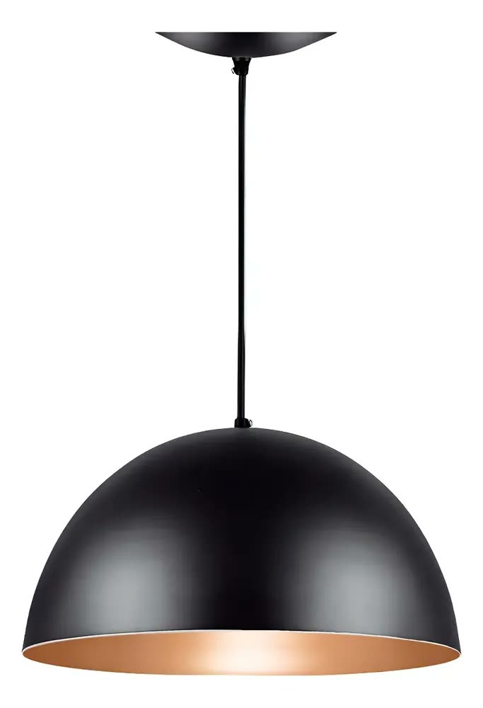 Pendente Meia Lua 28cm Alumínio Preto Cobre LED Judaluz Bivolt