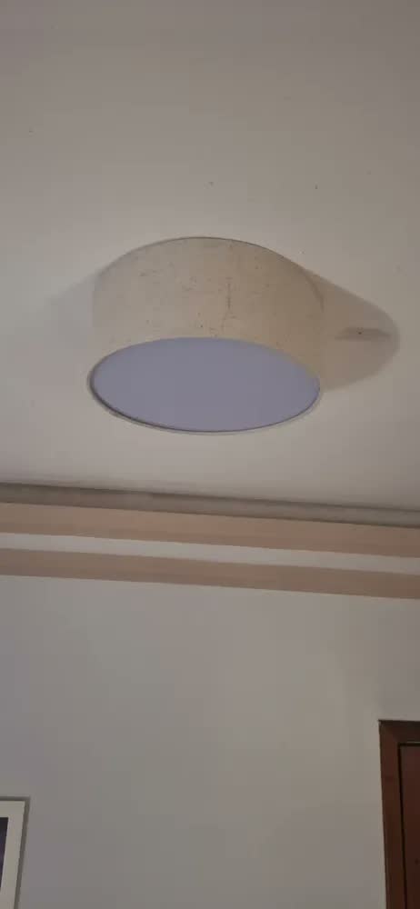 foto de Plafon Cilindrico Vivare Md-3010 Cúpula Tecido 30x12cm Estrutura Linho bege