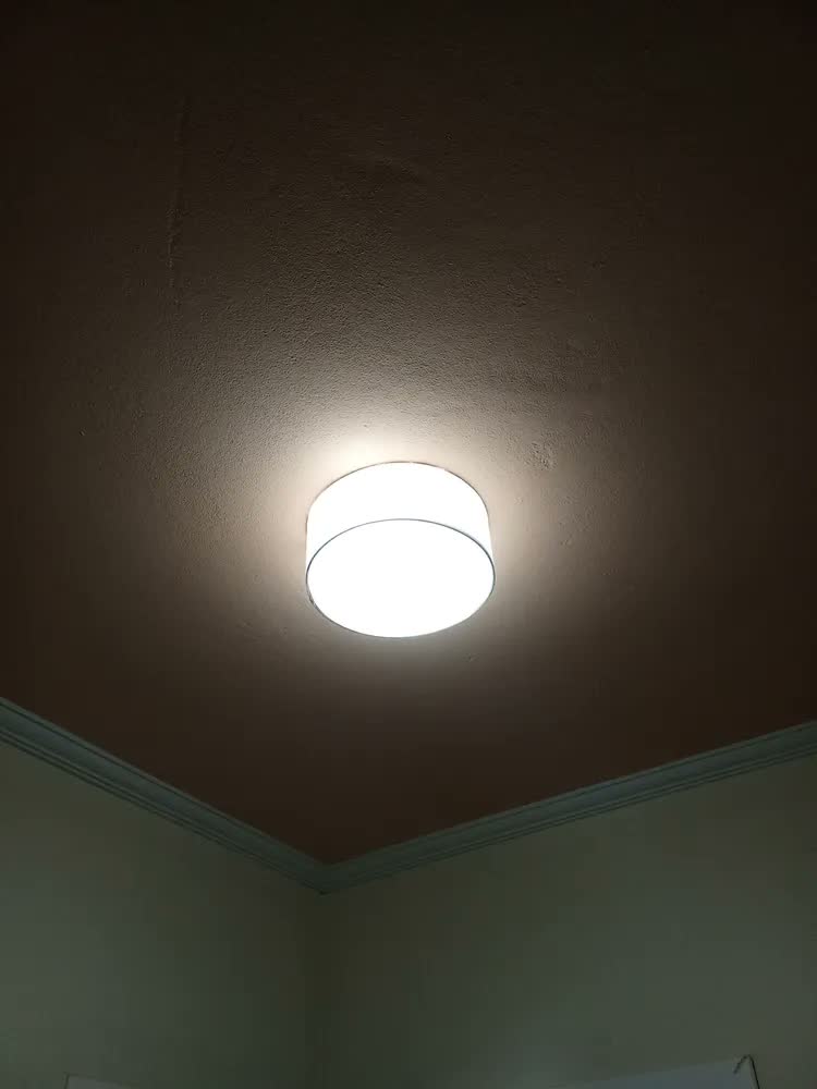 foto de Plafon Cilindrico Vivare Md-3010 Cúpula Tecido 30x12cm Estrutura Linho bege