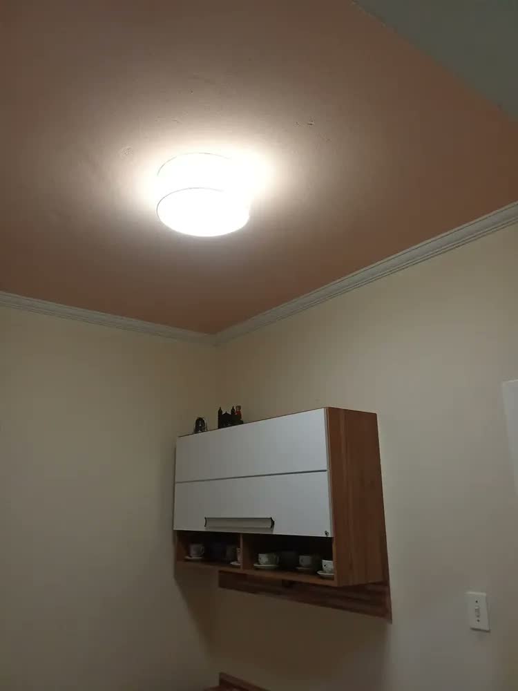 foto de Plafon Cilindrico Vivare Md-3010 Cúpula Tecido 30x12cm Estrutura Linho bege
