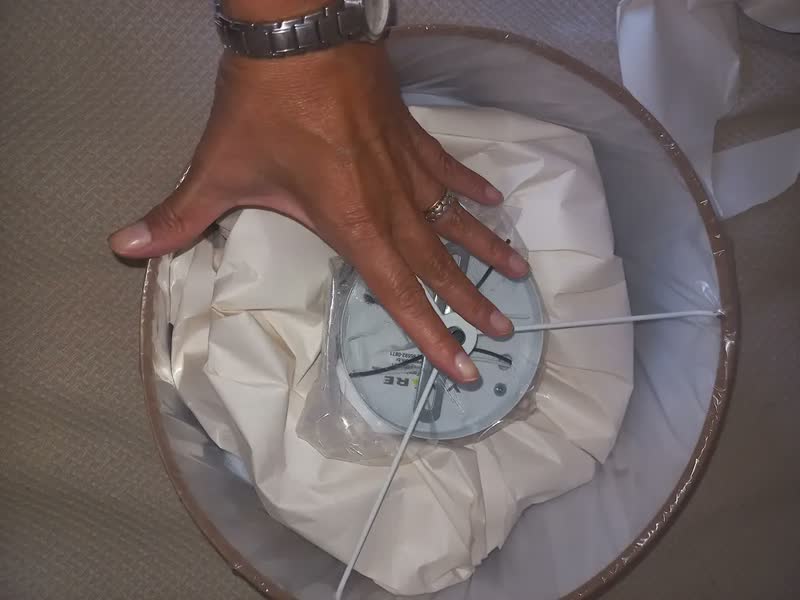 foto de Plafon Cilindrico Vivare Md-3010 Cúpula Tecido 30x12cm Estrutura Linho bege