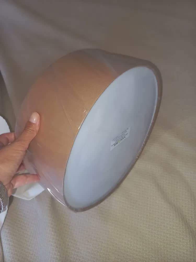 foto de Plafon Cilindrico Vivare Md-3010 Cúpula Tecido 30x12cm Estrutura Linho bege