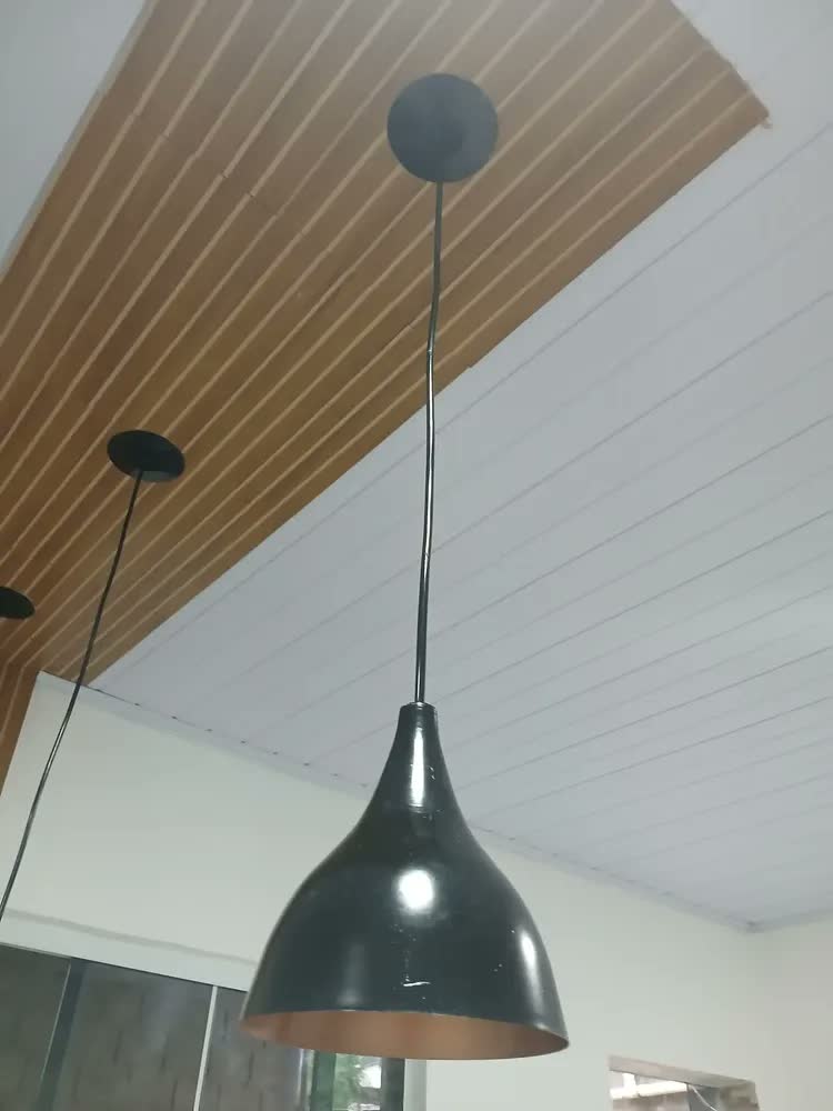foto de Kit 3 Pendente Gotinha Luminária De Teto Cozinha, Balcão Estrutura Preto Com Cobre