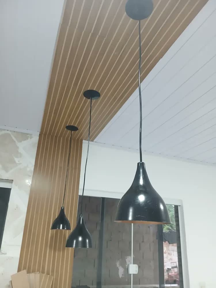 foto de Kit 3 Pendente Gotinha Luminária De Teto Cozinha, Balcão Estrutura Preto Com Cobre