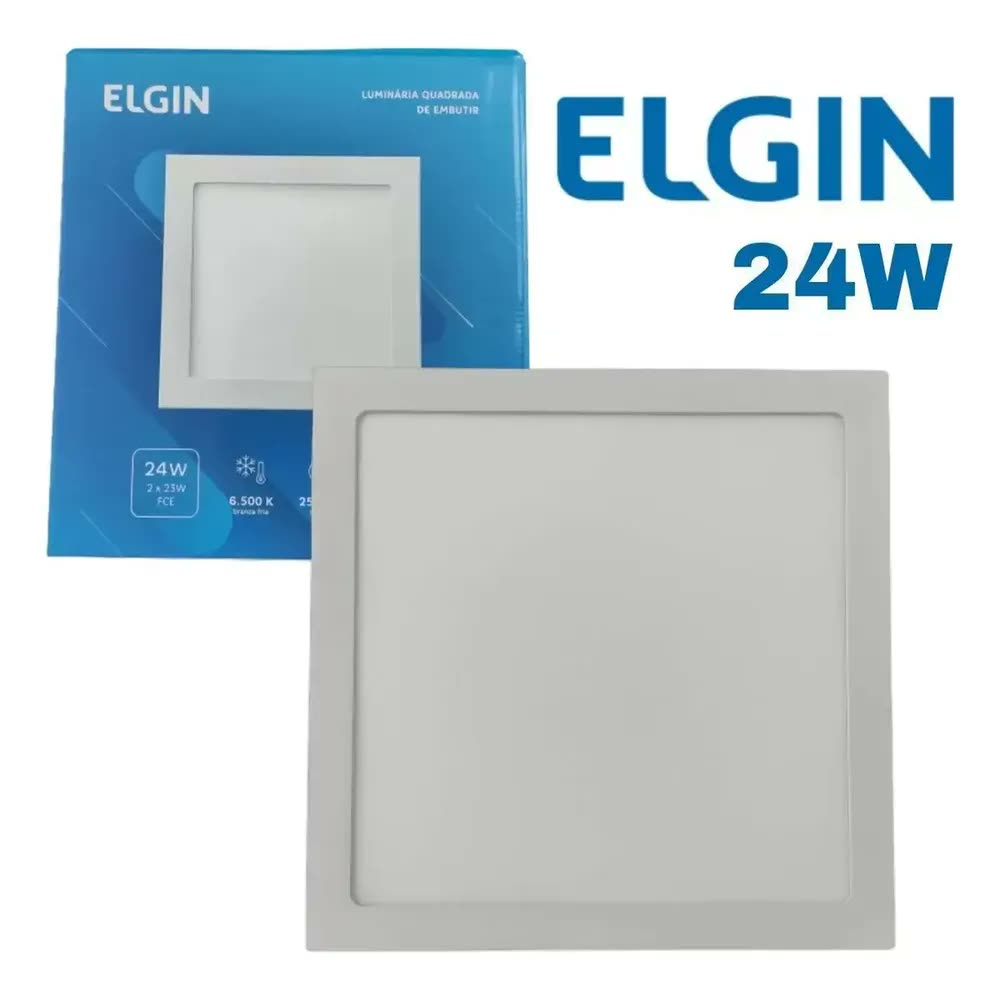 Kit 2 Painel Plafon Led Sobrepor Quadrado 24w 6500k Elgin Estrutura Branco
