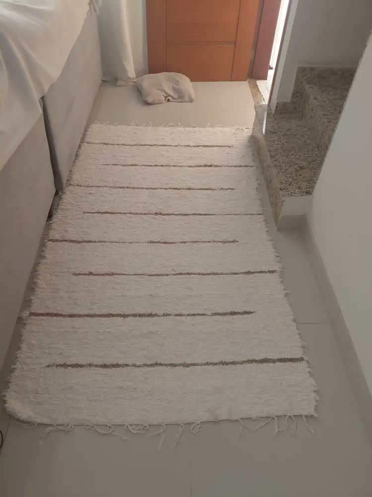 foto de Tapete Boho De Tear Felpudo Cru 2x1m Artesanal Sala, Quarto