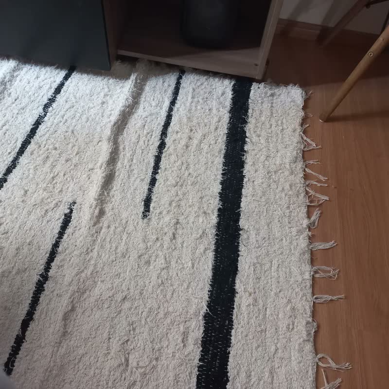 foto de Tapete Boho De Tear Felpudo Cru 2x1m Artesanal Sala, Quarto