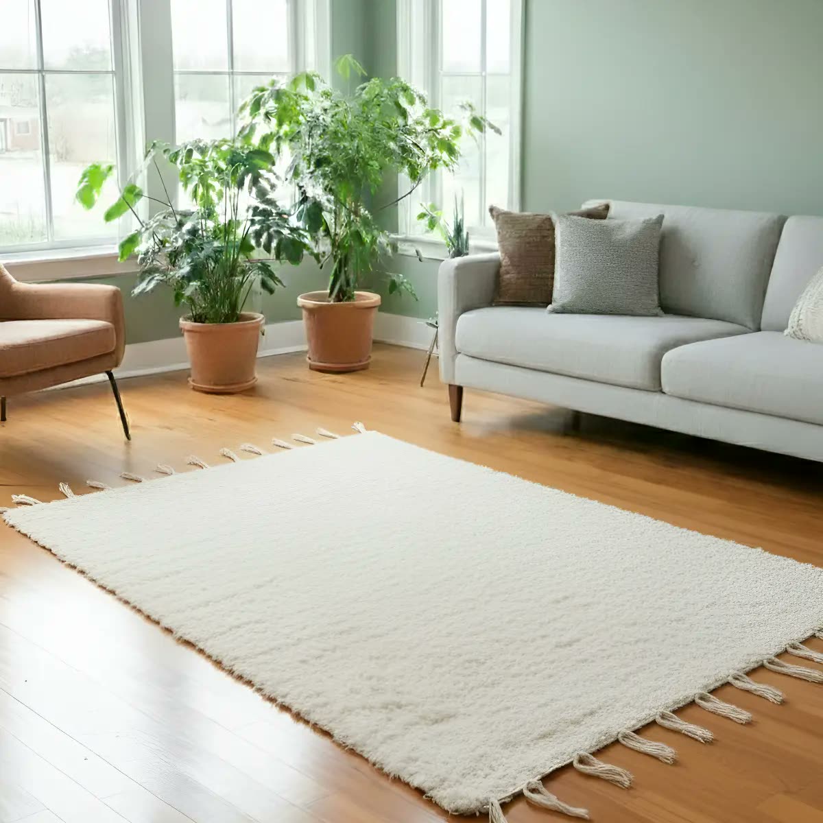 Tapete Boho De Tear Felpudo Cru 2x1m Artesanal Sala, Quarto