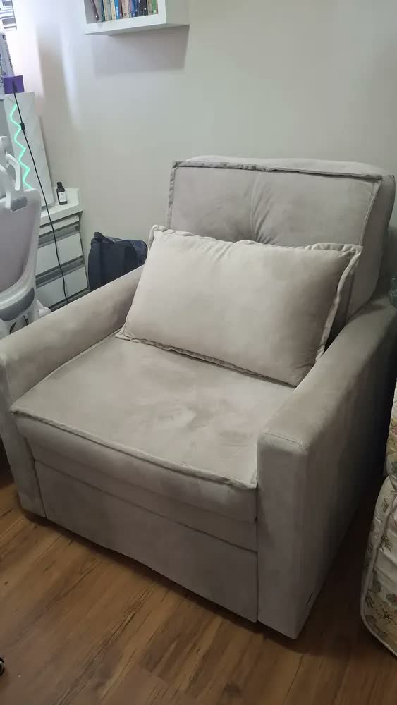 foto de Poltrona Cama Solteiro Assento Dobrável Sleep Combinar Cor Bege