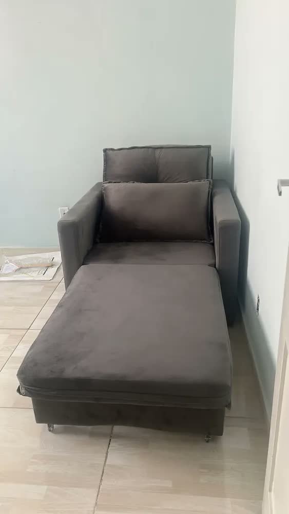 foto de Poltrona Cama Solteiro Assento Dobrável Sleep Combinar Cor Bege