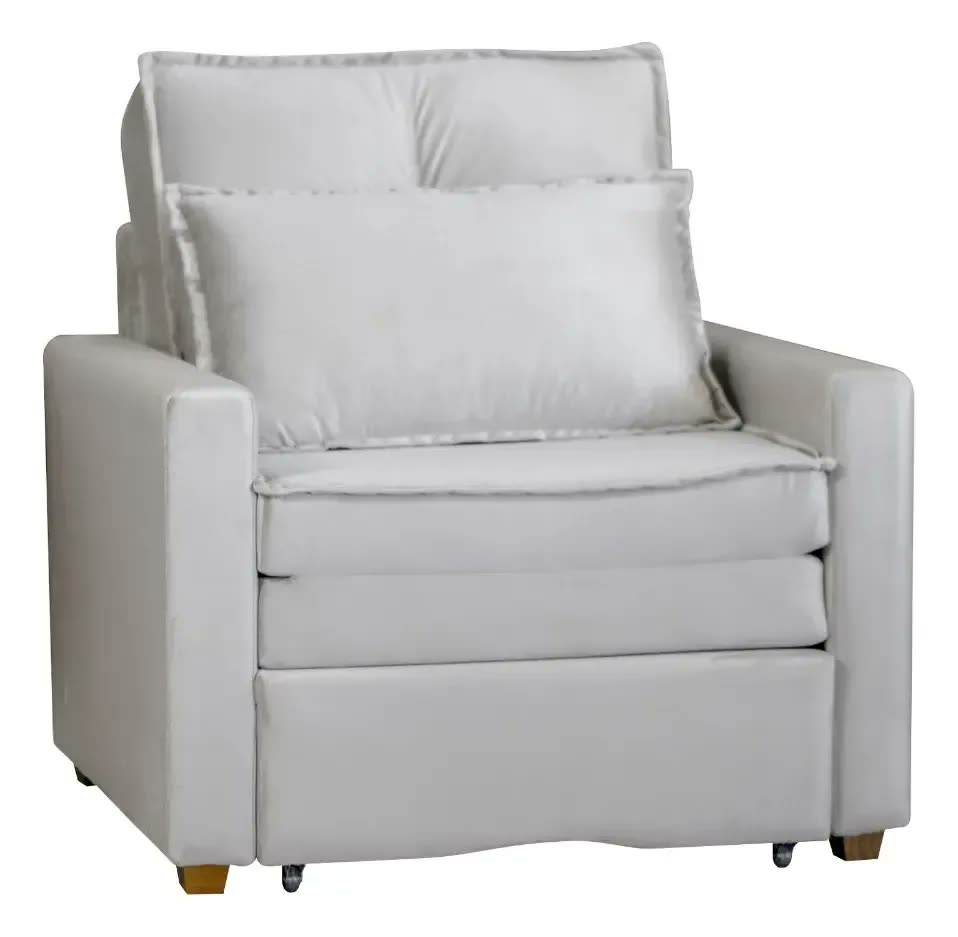 Poltrona Cama Solteiro Assento Dobrável Sleep Combinar Cor Bege