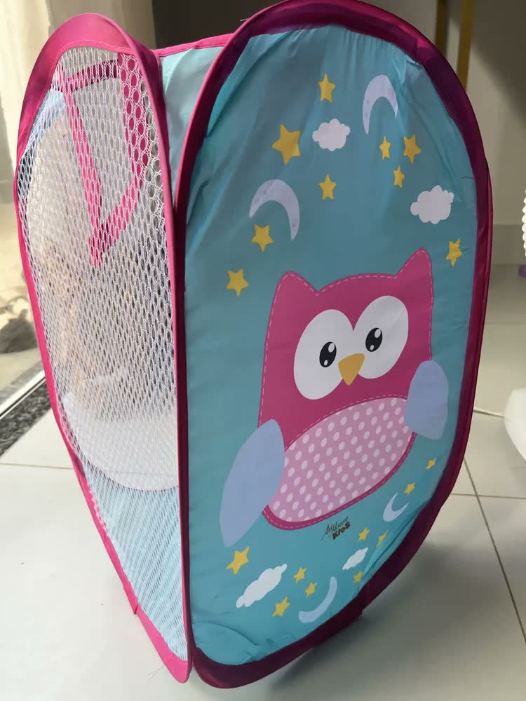 foto de Cesto Organizador Dobrável Infantil BBC Lilás Unicórnio 31cm x 50cm