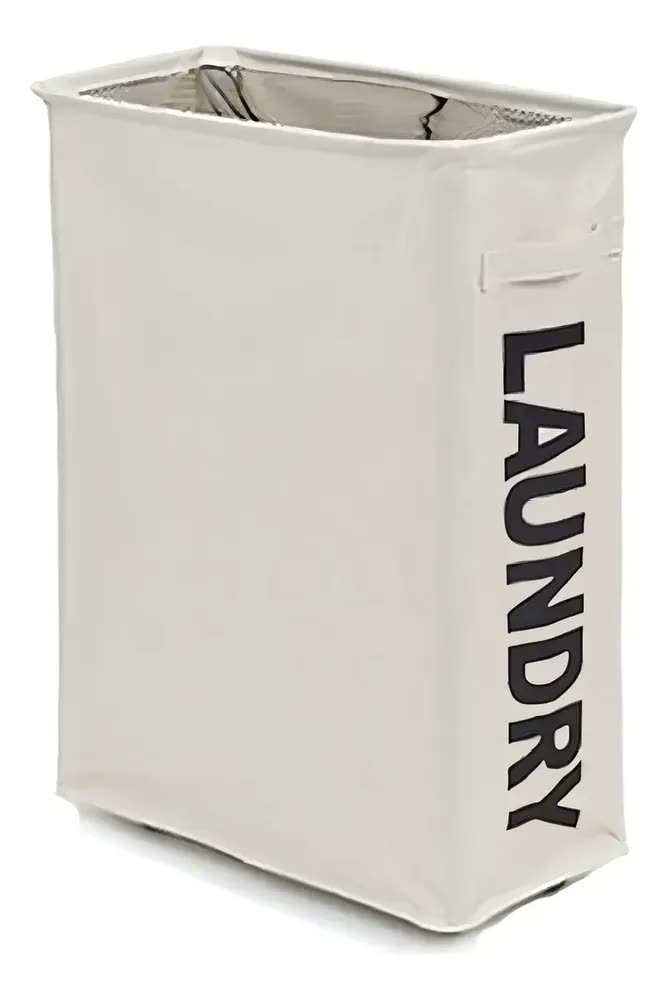 Cesto de roupas sujas com rodinha dobrável multiuso 44L cor branco Easy Decor