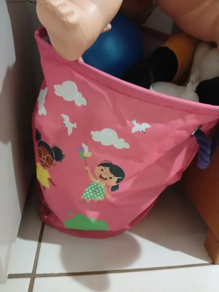 foto de Cesto Organizador Infantil Brinquedo Roupa Multiuso Com Alça