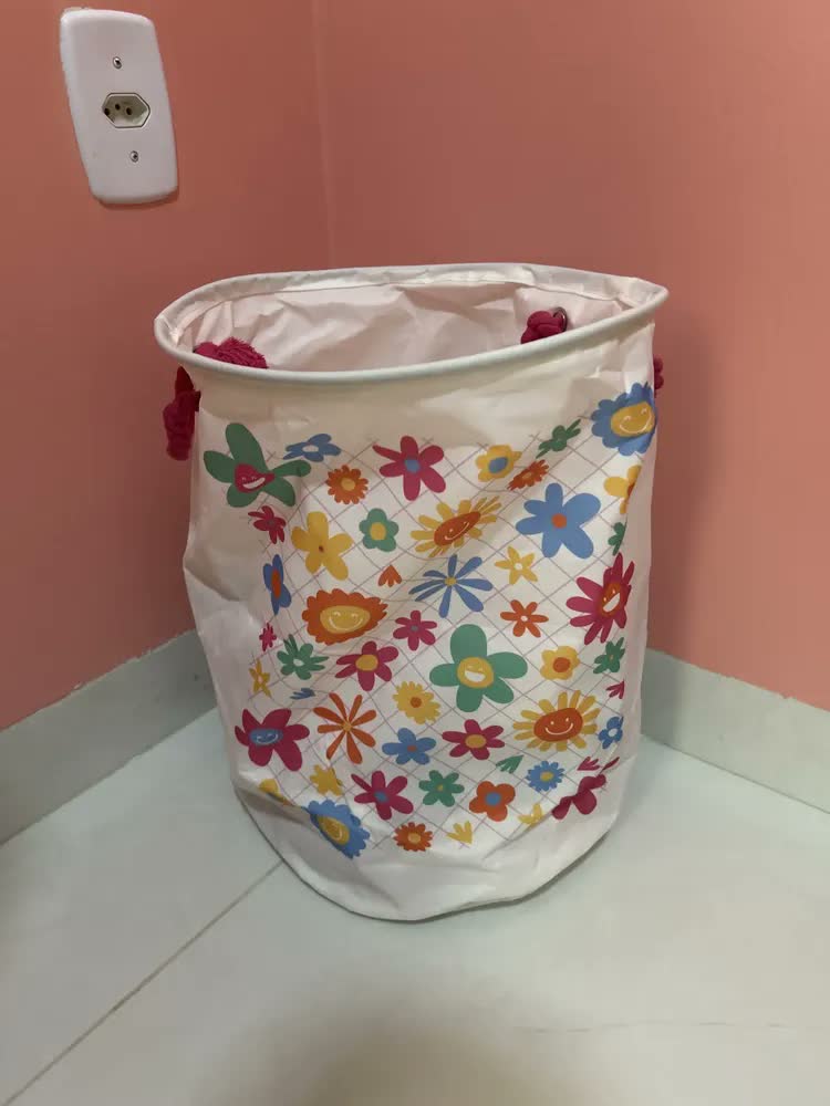 foto de Cesto Organizador Infantil Brinquedo Roupa Multiuso Com Alça