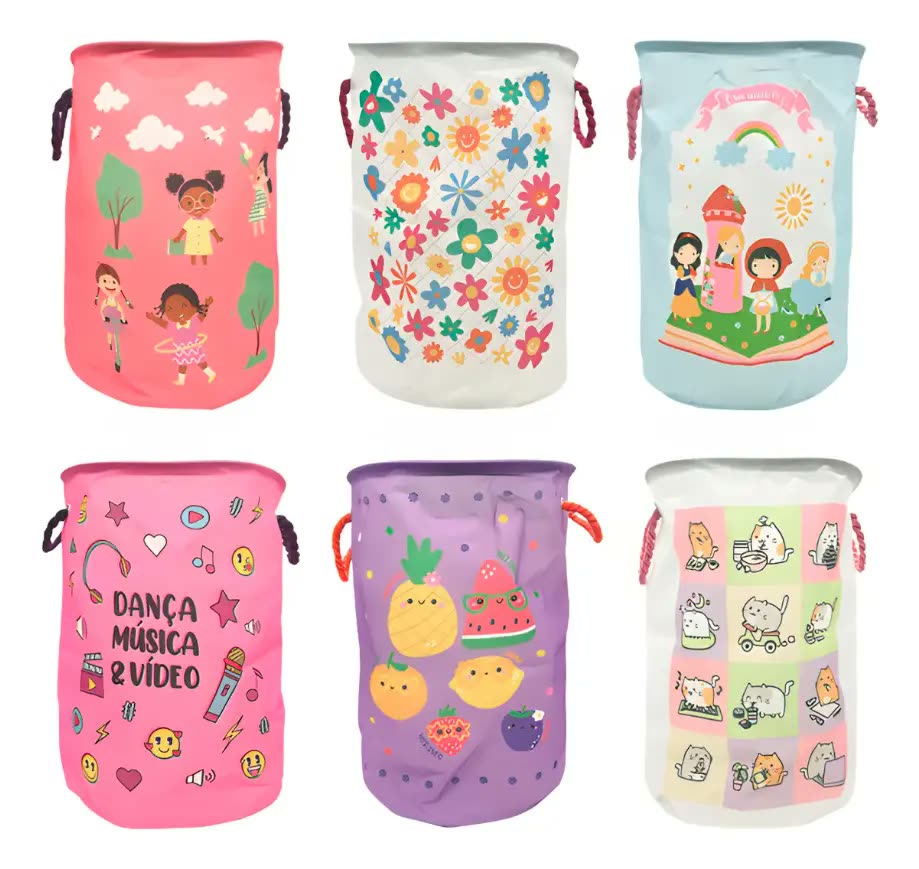 Cesto Organizador Infantil Brinquedo Roupa Multiuso Com Alça