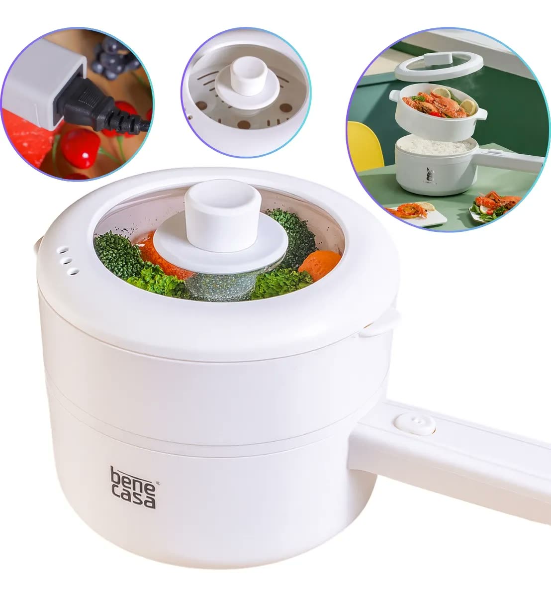 foto de Panela Elétrica Antiaderente 2l Cozimento A Vapor 220v 127v