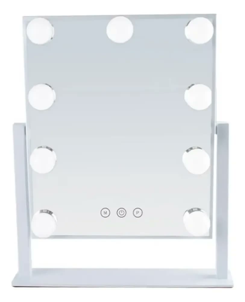 Espelho Led Maquiagem Touch Light Camarim 360° Graus Moldura Preto