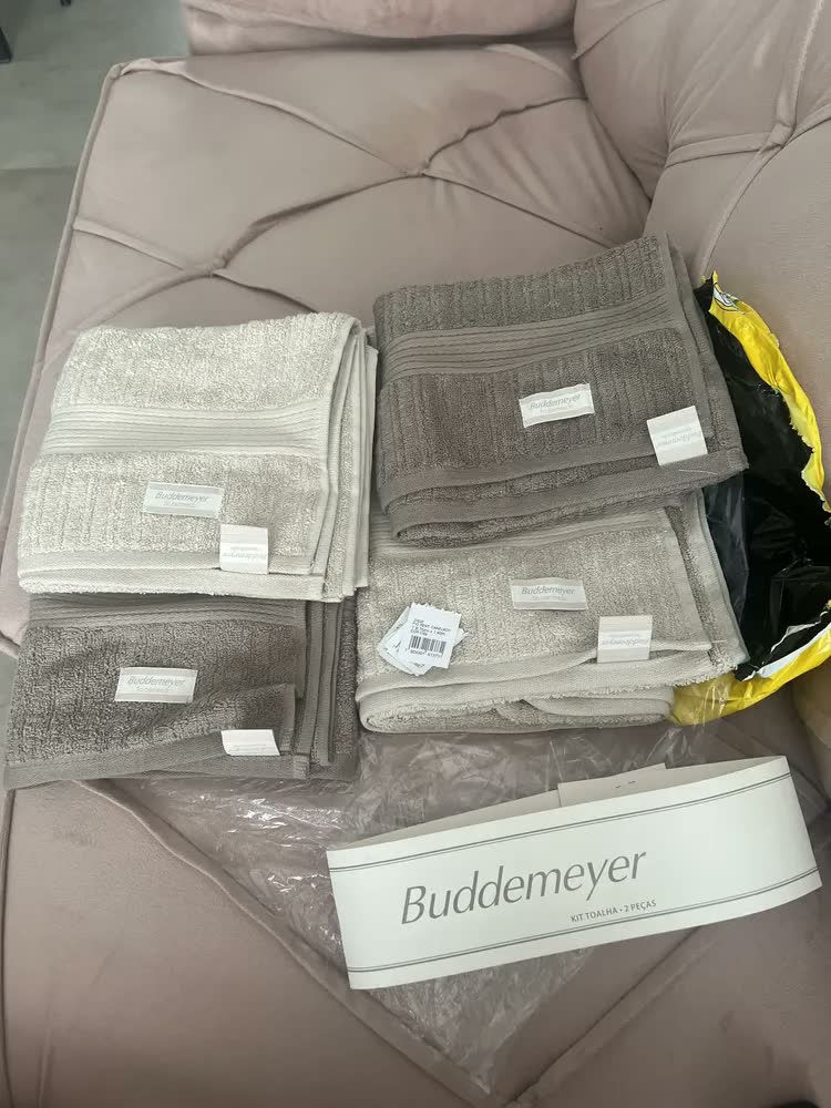 foto de Jogo De Toalha Banho Buddemeyer Fio Penteado 4pçs Macio Cor Branco Canelado