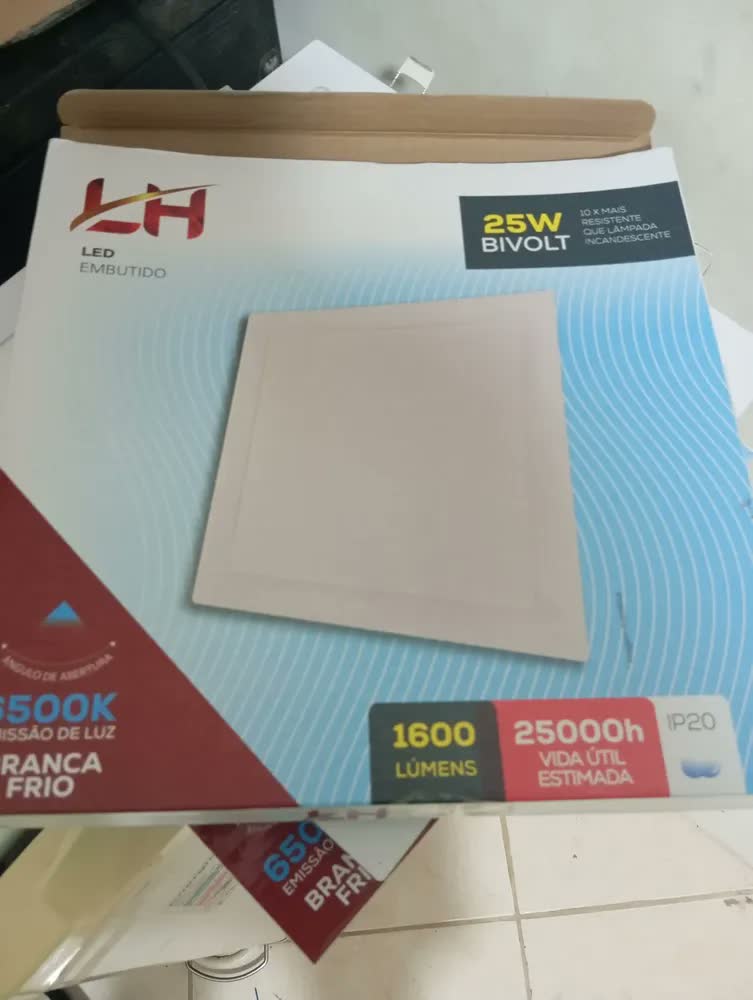 foto de Kit 3 Plafon Luminária Led Embutir 20x20 Branco Frio 18w Estrutura Branco-frio