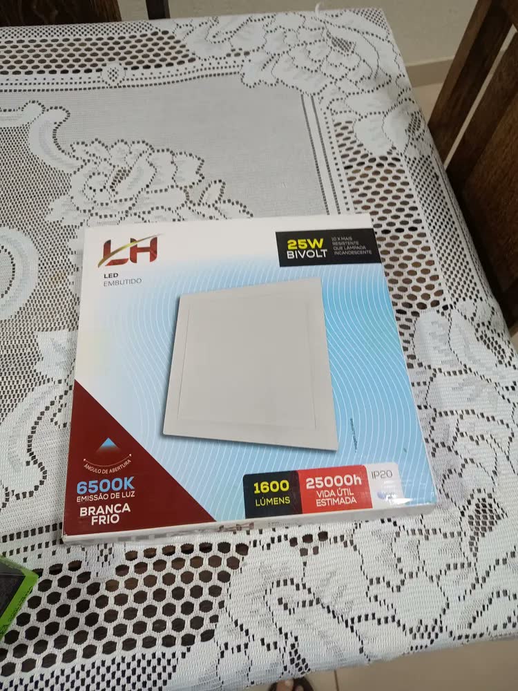 foto de Kit 3 Plafon Luminária Led Embutir 20x20 Branco Frio 18w Estrutura Branco-frio