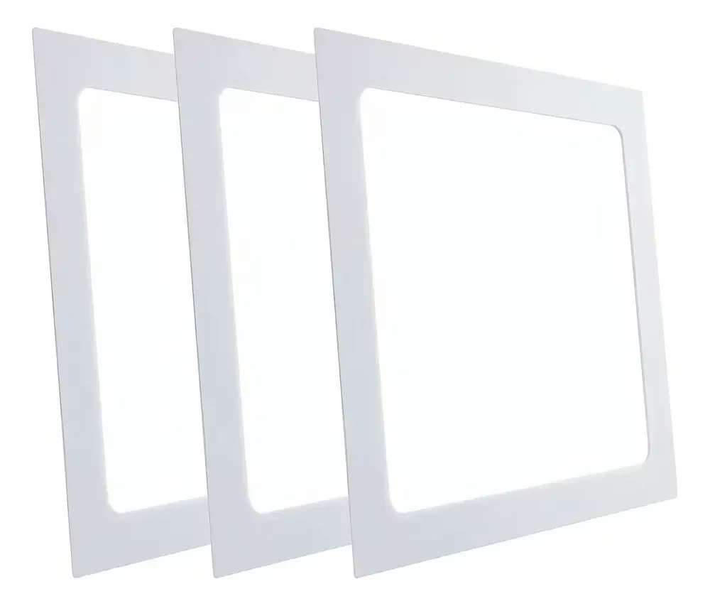 Kit 3 Plafon Luminária Led Embutir 20x20 Branco Frio 18w Estrutura Branco-frio