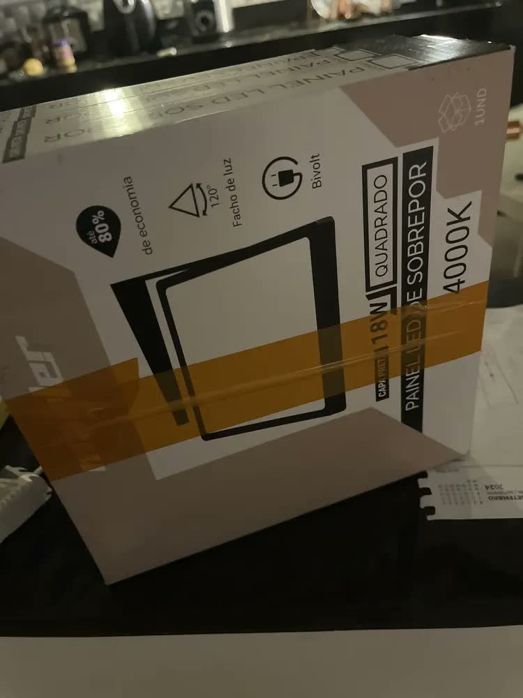 foto de Kit 3 Plafon Preto Led Sobrepor 20x20 Luz Neutra 4000k 18w