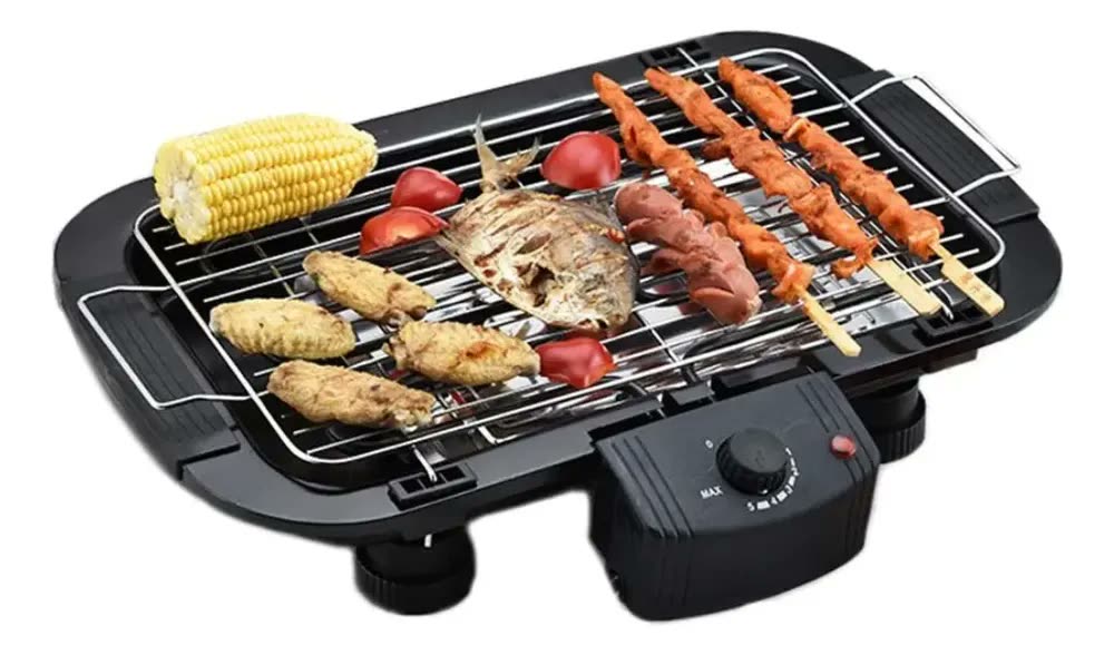 Churrasqueira Elétrica Bak Sem Fumaça BBQ 5 Níveis Temperatura Preta
