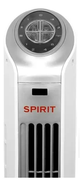 Ventilador de Torre Spirit Maxximos Elegant TS1200 1,20m 40W com Controle Remoto 3 Velocidades Oscilante 75° Timer 8 Horas Modo Sono e Vento Natural Branco Prata