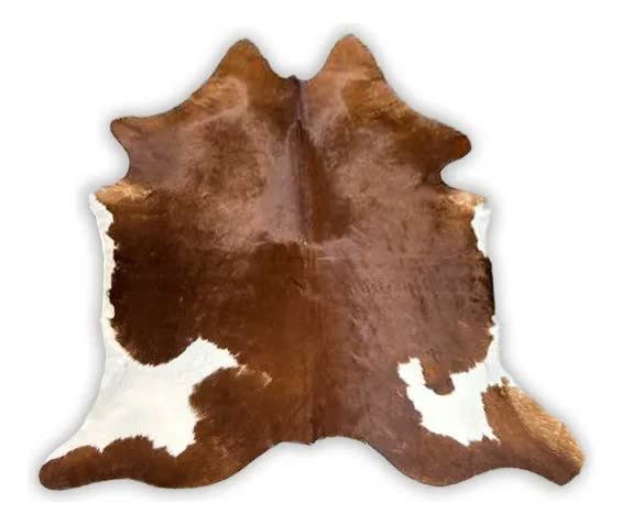 Tapete Nórdico de Couro Marrom e Branco GOLD LEATHER Antiderrapável 2 m x 2 m