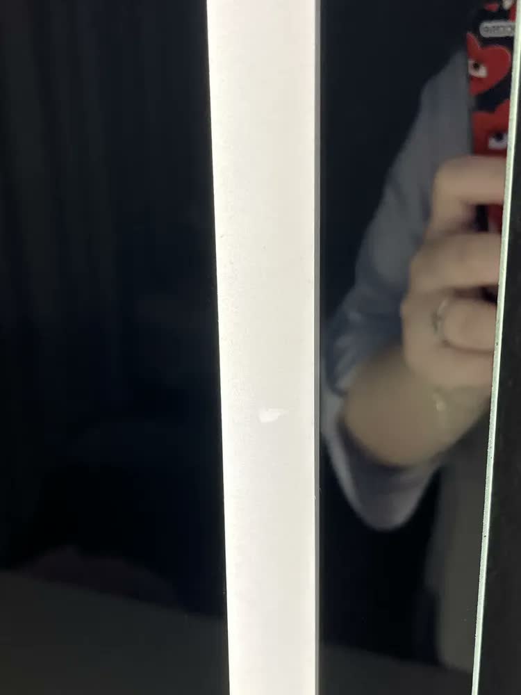 foto de Espelho Led Oval Base Reta 100x80 Touch Scren Moldura Sem Moldura