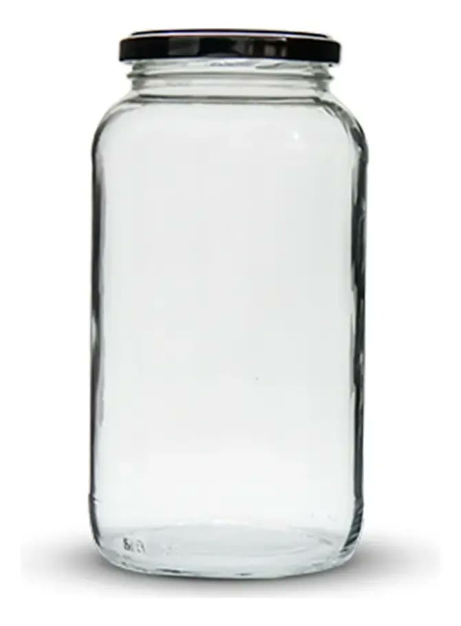 6 Potes De Vidro 800ml Az 500 Com Tampas Metálicas E Lacres Cor Preto