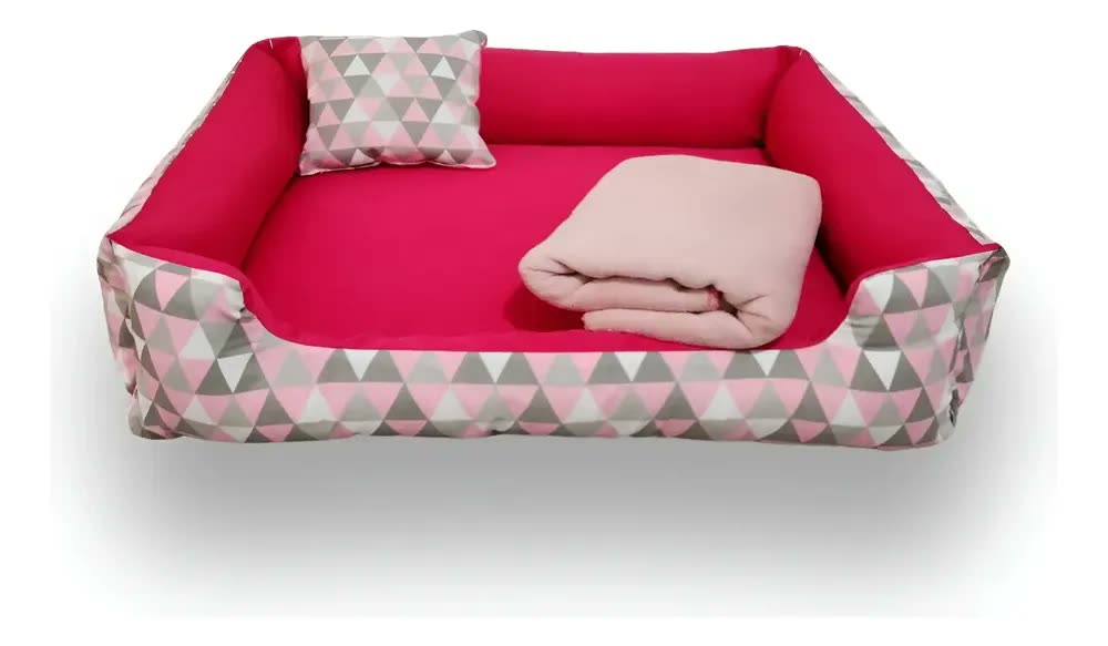 Cama para Cachorro medio Caminha Pet Pra Cachorro Grande com até 18 kg + Manta Cor Rosa