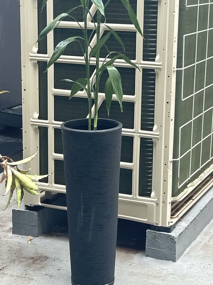 foto de Vaso Planta Grande Alto 71cm Coluna Ibiza Luxo Sala Jardim