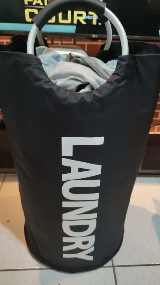 foto de Cesto de Roupa Dobrável 63L Cinza Holtter com Alça Resistente
