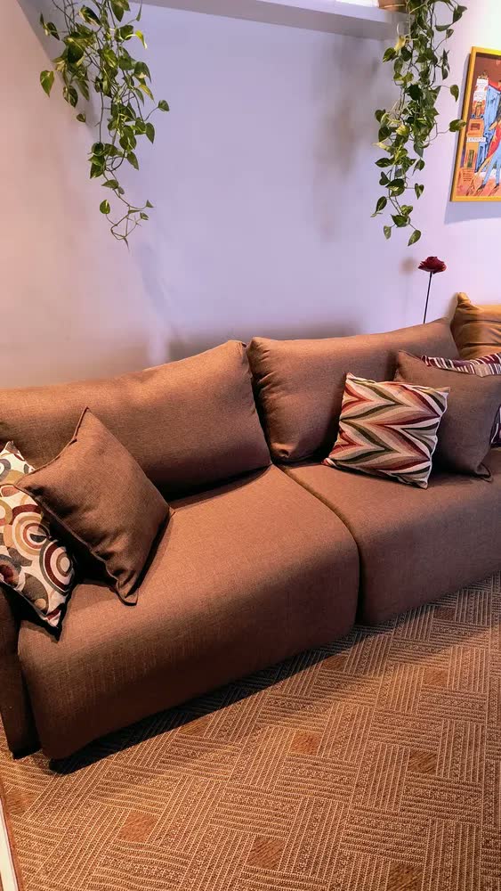 foto de Sofá Cama Living Retrátil Milão Almofadas Soltas 2,20 Linho