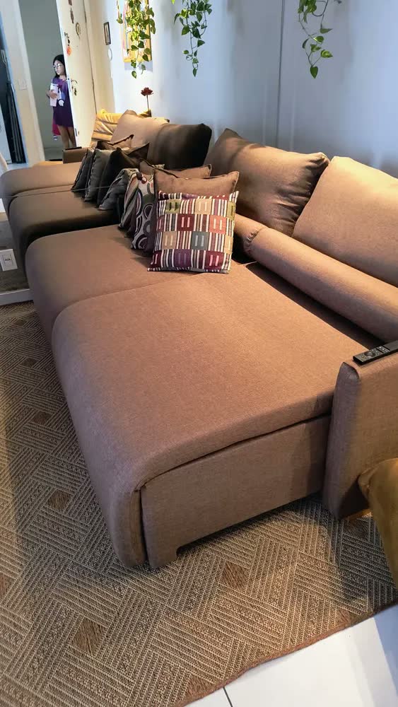 foto de Sofá Cama Living Retrátil Milão Almofadas Soltas 2,20 Linho