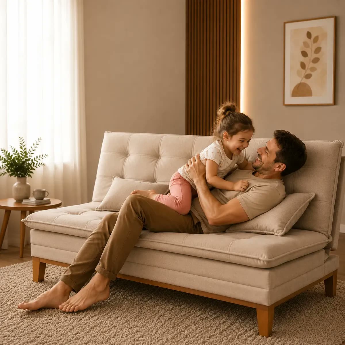 Sofá Cama Mobly  Versatilidade E Aconchego Para A Familia