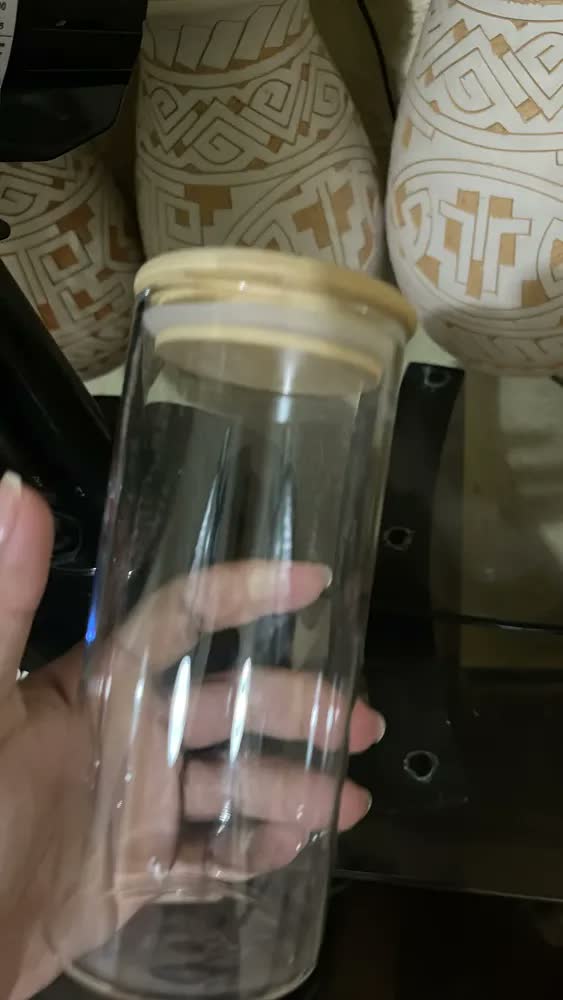 foto de Kit Com 8 Potes Herméticos De Vidro Tampa Bambu 400ml Cor Transparente
