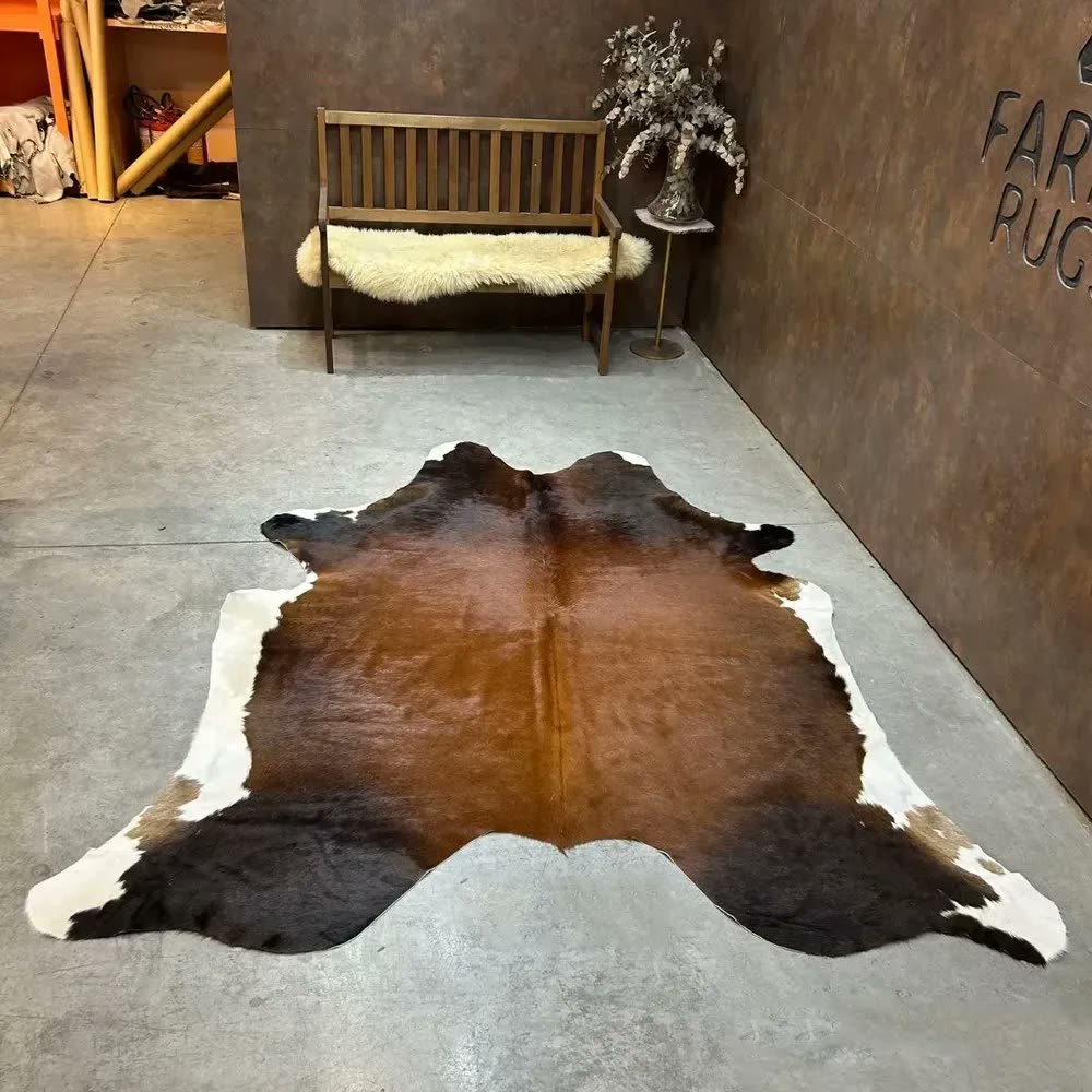 Tapete De Couro Bovino Natural Cores Premium Grande Elegante Desenho Do Tecido Exotico