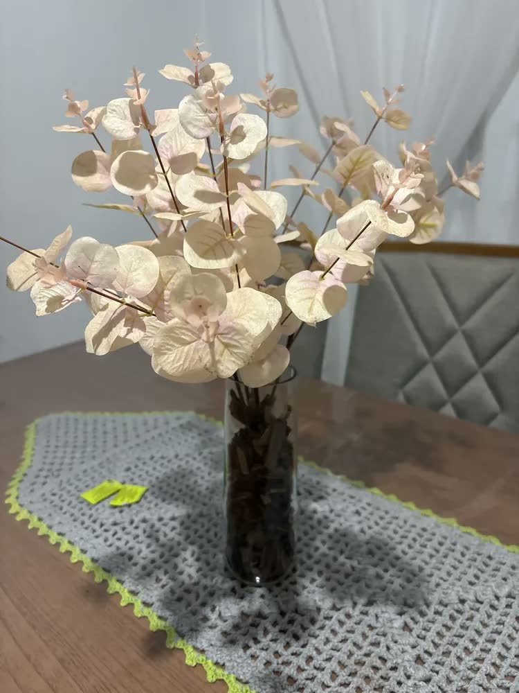 foto de Arranjos Artificiais Planta Artificial Sala Vaso Mesa Jantar Cor Flor Marsala