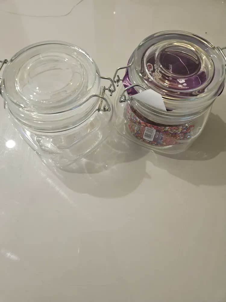 foto de Pote Hermético de Vidro 500ml Tampa Hermética Transparente Quadrado