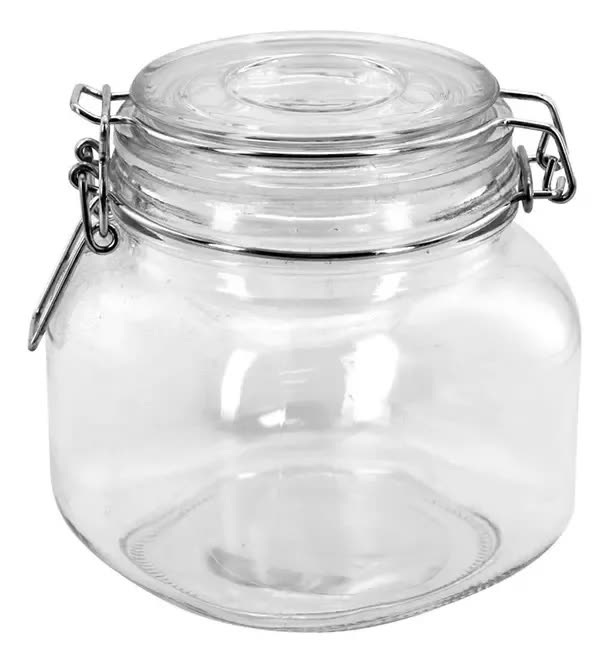 Pote Hermético de Vidro 500ml Tampa Hermética Transparente Quadrado
