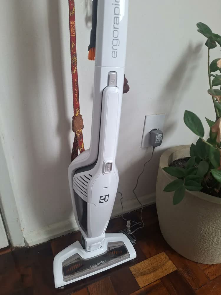 foto de Aspirador de Pó Vertical Sem Fio Electrolux Ergorapido 2 em 1 Cyclone até 21 min Branco (ERG21) - Bivolt