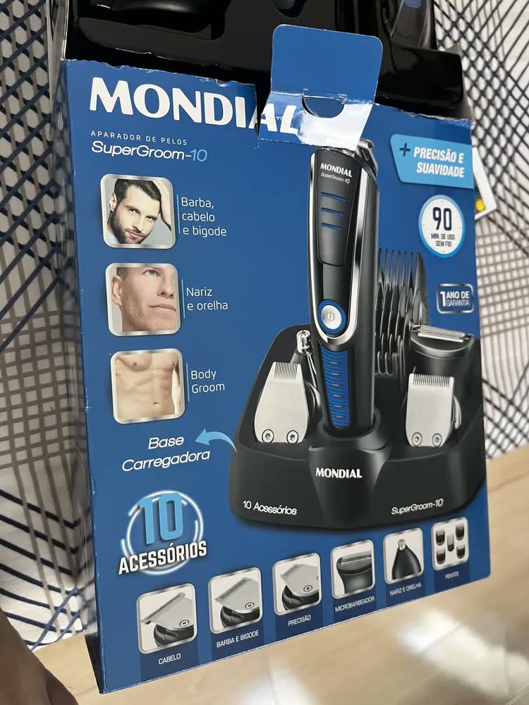 foto de Maquina Corta Cabelo Barba Sem Fio Super Groom 10 Mondial