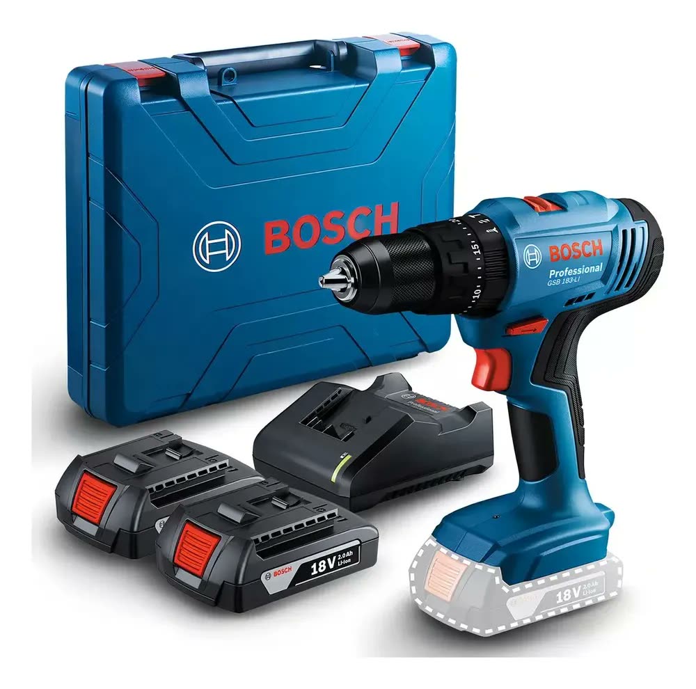 Furadeira Parafusadeira Impacto Gsb 183-li 2 Baterias Bosch Cor Azul Frequência 50/60hz
